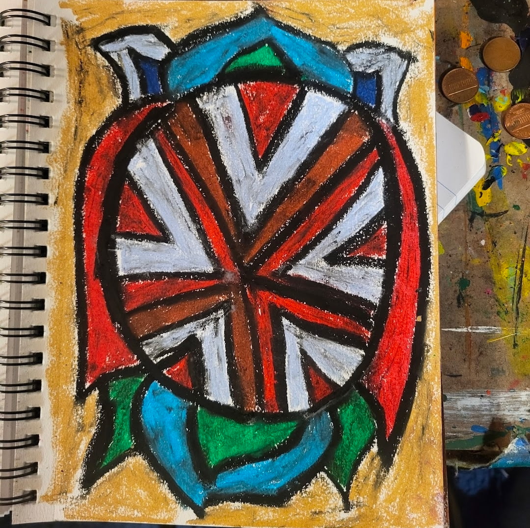 Tribal Shield - Mixed media on paper